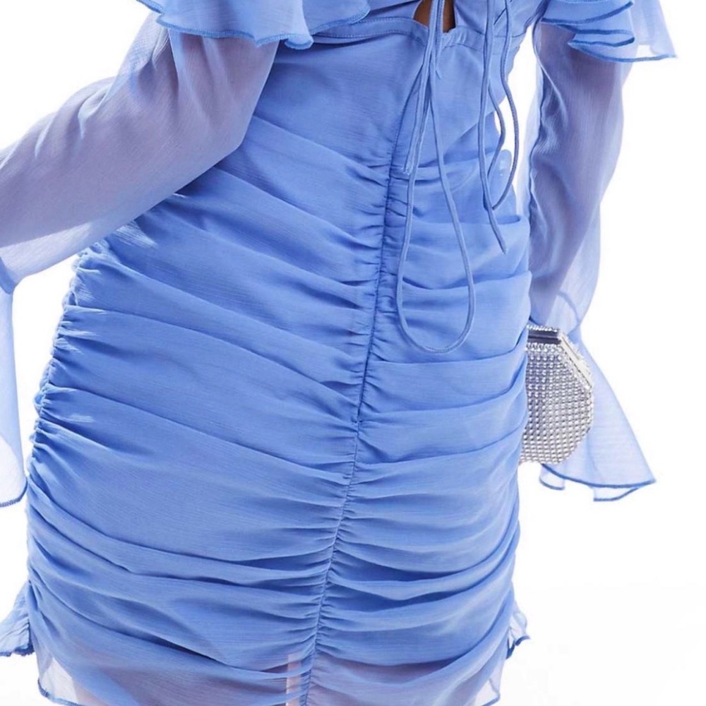 ASOS Blue Ruffled Mini Dress - Picture 2 of 3